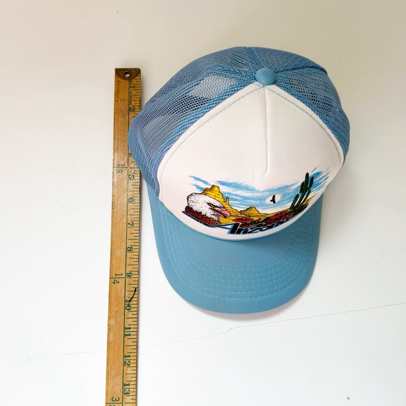 Vintage 80’s Light Blue Arizona Trucker Cap Snap Back Mesh Back Retro - Picture 5 of 7
